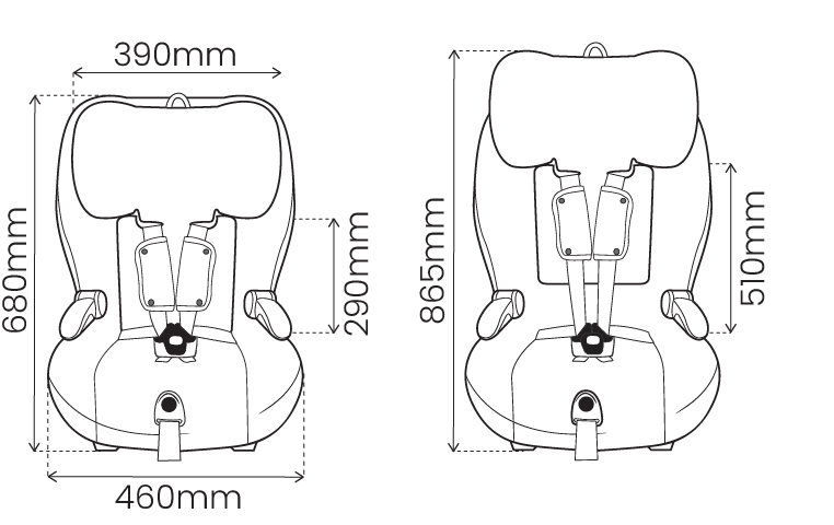 8045 Britax Safe-n-Sound Maxi Guard Pro + Grey Opal Dimensions