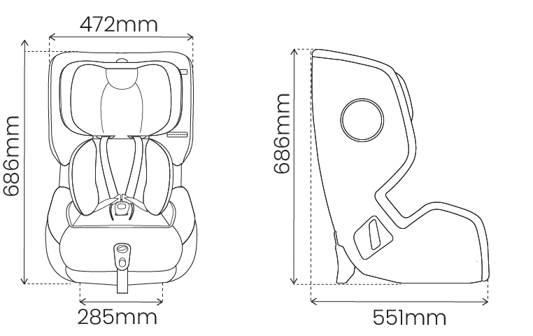 8034 Britax Safe-n-Sound B-Grow ClickTight + Black Opal Dimensions