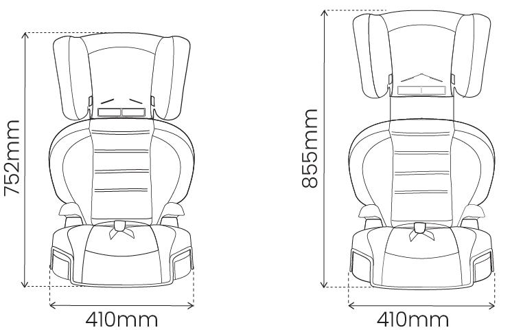 4949 Britax Safe-n-Sound Hi-Liner SG Grey Dimensions