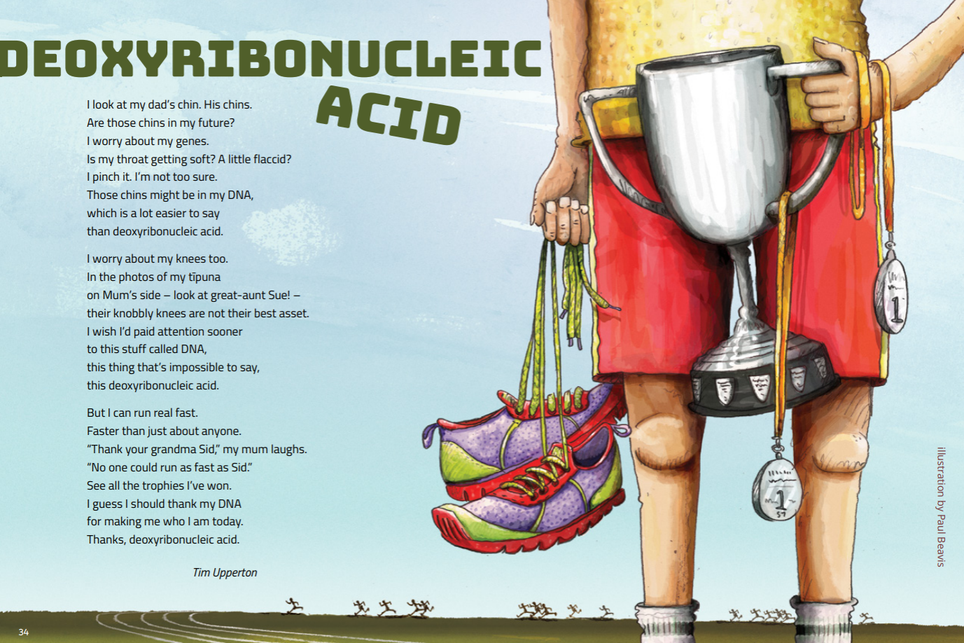 the title 'Deoxyribonucleic Acid' in green with a person holding a trophy next to it