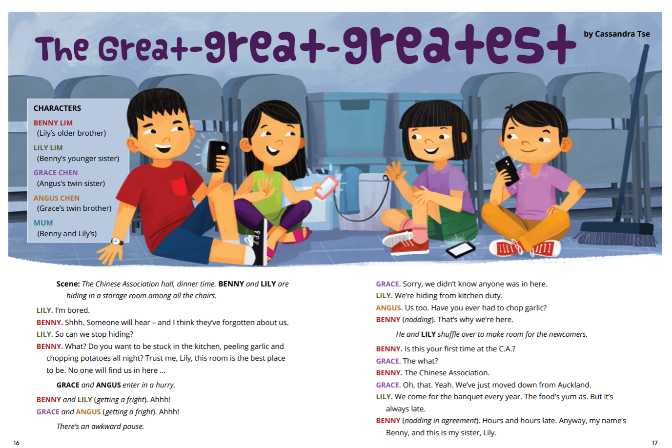 kids playing on their phones under the title 'The Great-great-greatest'