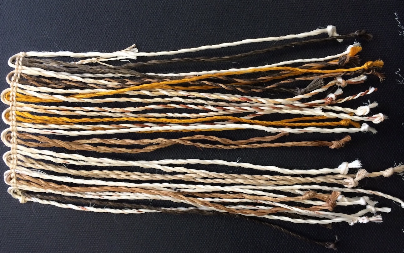 Close up of miro (threads) dyed with natural resources