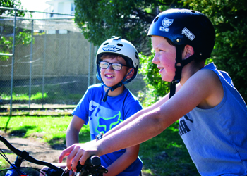 Students on bikes