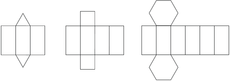 3 nets for standard prisms.