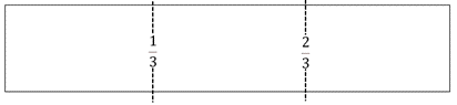 Image of a strip of paper with markings for 1/3 and 2/3 of its length.