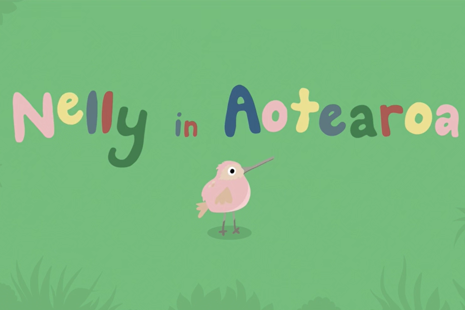'Nelly in Aotearoa' titled alongside a cartoon drawing of a kiwi.