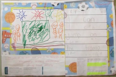 A child's artwork and story.