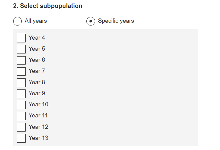 A drop-down list with years 4-13 as options.