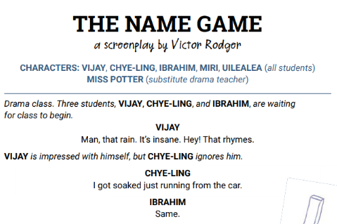 'The name game' screenplay/script