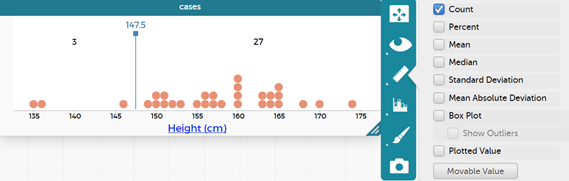 Dot plot comparing heights of people, showing how to add a moveable value.