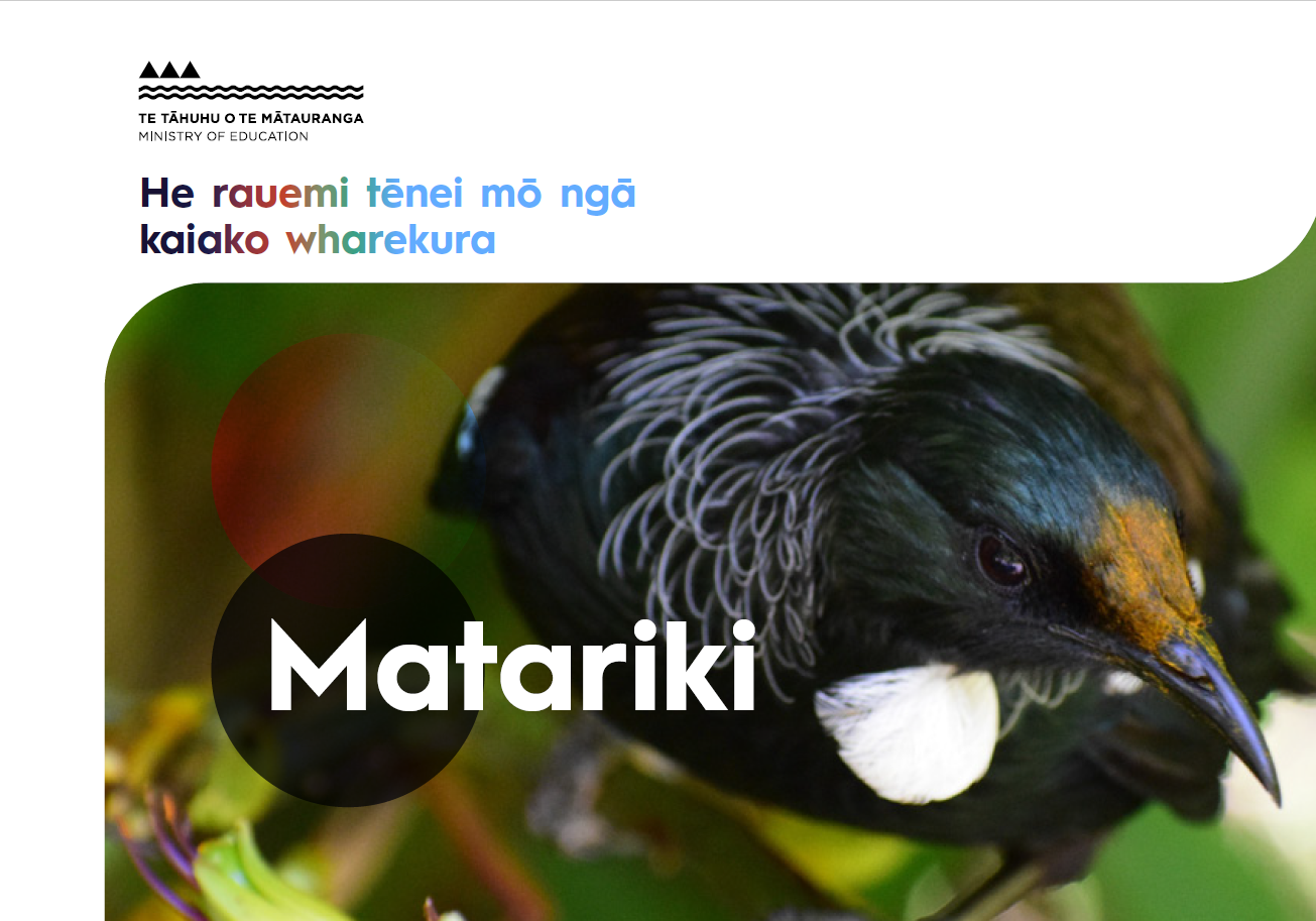 He pikitia o tētahi Tūī. Ko te taitara Matariki kei mua.