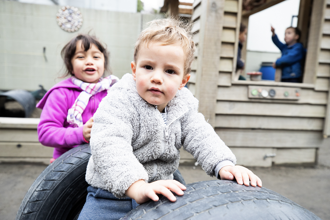 Children playing outside in playground