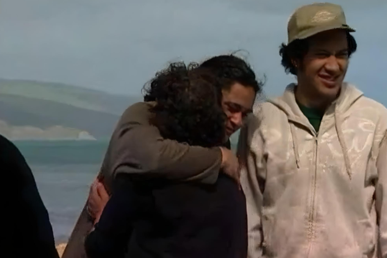 Haami greeting Whaea Ani with a hug.
