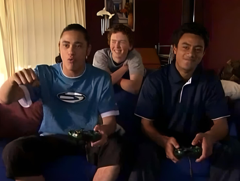 Dylan, Hammi and Sione playing video games. 