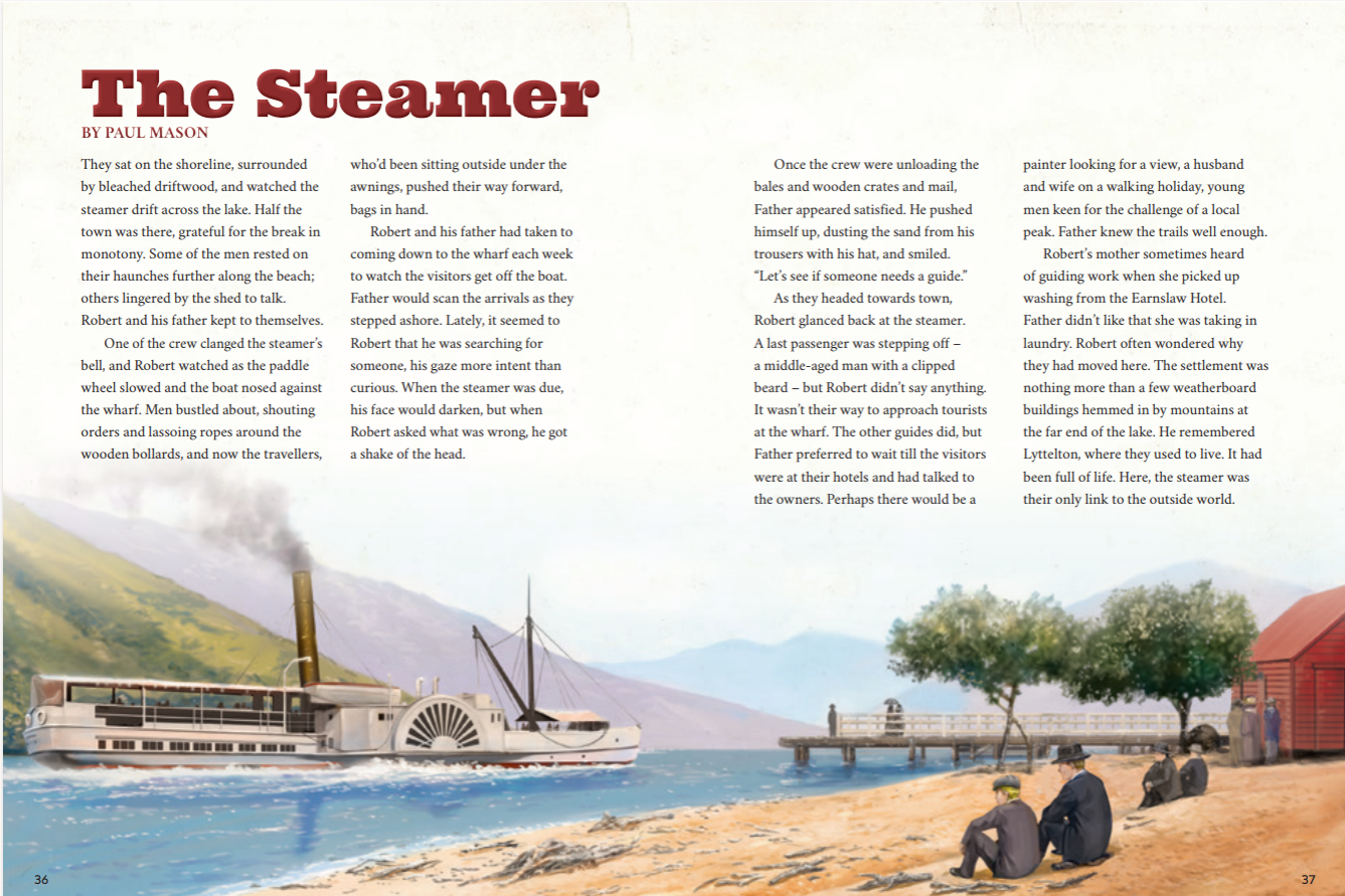 Steam boat on the cover of the story