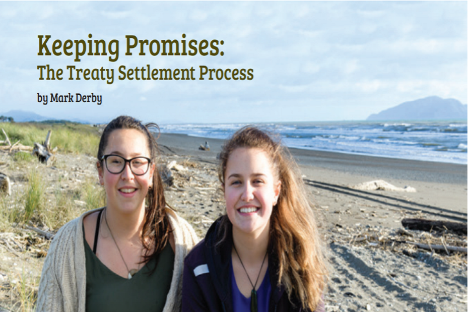 Keeping Promises: The Treat Settlement Process by Mark Derby' titled with an image of two girls smiling at the camera on the beach.