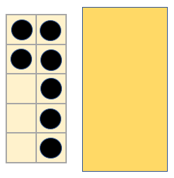 Image of 2 ten frames showing 7+?. The second tens frame is masked. 