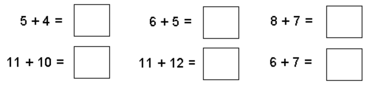 Six addition questions: 26 + 34, 48 + 52, 79 + 21, 27 + 73, 27 + 33, and 22 + 38.