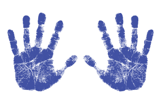 Two painted handprints