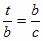 The equation t / b = b / c.