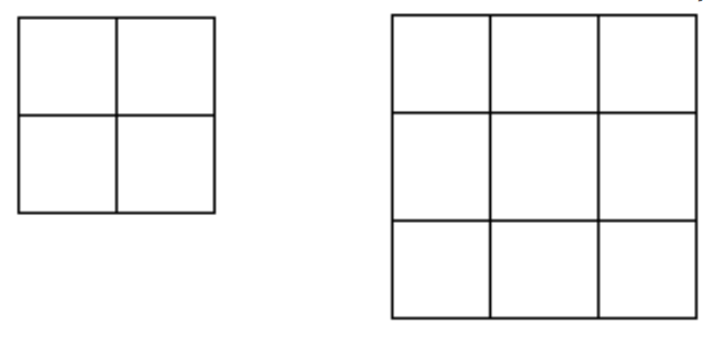 A 2x2 square and x 3x3 square.
