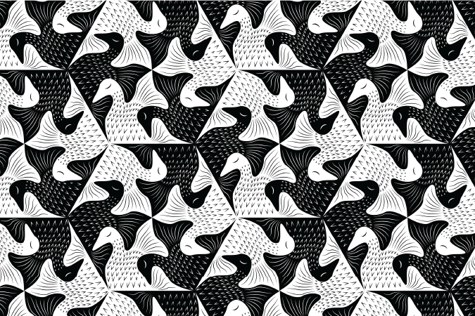 A black and white tessellation pattern.