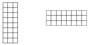 A 3 x 8 and 4 x 6 cube grid in the shape of a rectangle. 