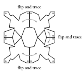 A pattern traced and flipped four times.