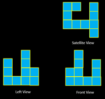 A series of cubes depicting how a model will look at different angles. 