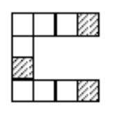 Squares arranged in the shape of a C.