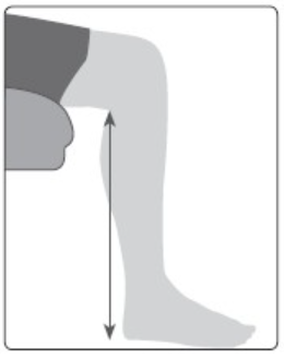 A diagram of a leg with a line measuring its length.