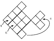 Squares arranged in the shape of a fish.