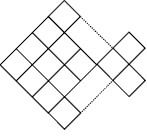 Squares arranged in the shape of a fish.