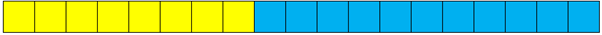 A stack of 19 cubes, 8 yellow and 11 blue.