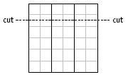 A grid being cut into 1/4.