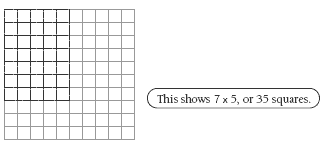 A chart showing 35 squares or 7 x 5.