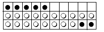 Tens board showing 7 black counters and 18 white counters.