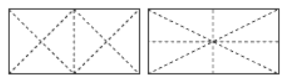 Two piece of paper folded into eights in two different ways. One in triangles, the other in rectangles. 