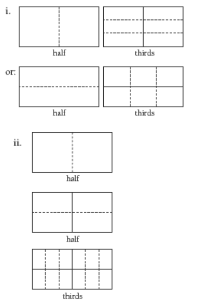 A piece of paper folded into halves and thirds