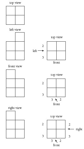 A shape made of cubes at varying different angles.