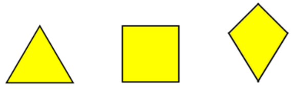 A triangle, a square, and a kite.
