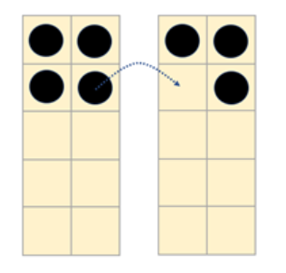 Two tens frames with seven black counters.