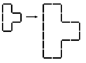 Nursery sticks used to model the figure and its enlargement.