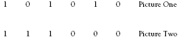 Picture one and picture using binary numbers and showing one for up and zero for down.