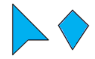 Two four-sided polygons (known as kites).