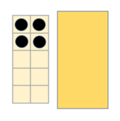 2 tens frames. One shows 4 counters. One is concealed.