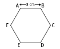 A hexagon with each side measured 3 centimetres long.