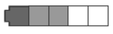 Strip diagram example with interlocking cubes of three patterns, one cube is dark grey, two cubes are light grey, and two cubes are white.