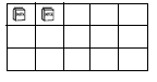 A 5 by 3 grid with two cartons in 2 boxes on top row.