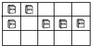 A 5 by 3 grid with 6 cartons scattered amongst the grid.